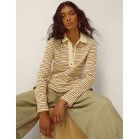 Monsoon Striped Jersey Polo Shirt Cream Mix