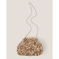 Monsoon Sequin Clutch Bag Gold