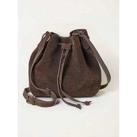 FatFace Suede Drawstring Bucket Bag Chocolate