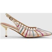 River Island Mesh Stiletto Pointed Slingback Shoes Gold Mix