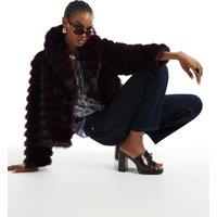River Island Faux Fur Oversized Short Coat Dark Purple