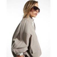 River Island Oversized Funnel Neck Bomber Jacket Grey