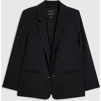 River Island Petite Crepe Edge To Edge Blazer Black