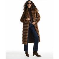 River Island Faux Fur Oversized Longline Unlined Coat Brown