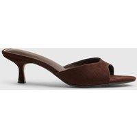 River Island Kitten Heel Peep Toe Mules Chocolate