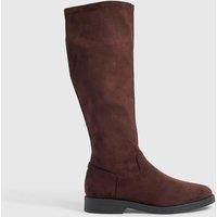 River Island Thigh High Leg Boots With Low Heel Dark Brown