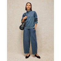 White Stuff Pure Cotton Barrel Leg Joggers Blue