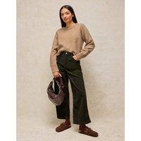 White Stuff Tia Cord Wide Leg Cropped Trousers Green