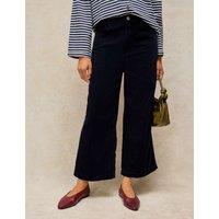 White Stuff Tia Cord Wide Leg Cropped Trousers Navy