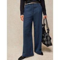 White Stuff Wide Leg Trousers with Wool Navy Mix
