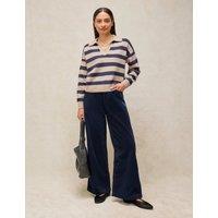 White Stuff Ayla Cord Wide Leg Trousers Navy