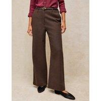 White Stuff Tweed Wide Leg Trousers with Wool Brown Mix