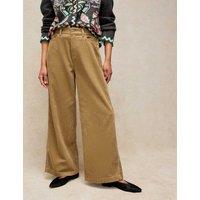 White Stuff Cord Wide Leg Trousers Green