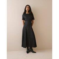 Nobody's Child X Louise Thompson Polka Dot Round Neck Tie Detail Midi Tea Dress Black Mix