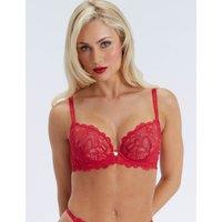 Boux Avenue Heidi Sheer Lace Wired Plunge Bra Red