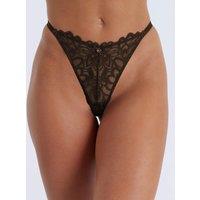 Boux Avenue Heidi Floral Lace Thong Chocolate