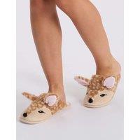 Boux Avenue Deer Plush Mule Slippers Neutral