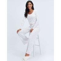 Boux Avenue Heart Ribbed Bow Pyjama Set Ivory Mix