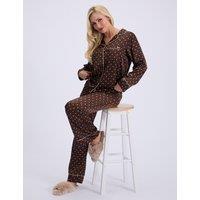 Boux Avenue Satin Polka Dot Revere Pyjama Set Chocolate