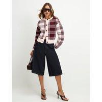 River Island Pure Cotton Checked Banana Sleeve Cardigan Pink Mix