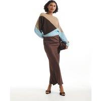 River Island Maxi Slip Skirt Dark Brown