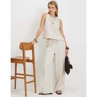 River Island Linen Rich Wide Leg Trousers Stone
