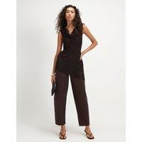 River Island Mid Rise Button Front Cigarette Jeans Brown