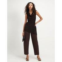 River Island Mid Rise Button Front Cigarette Jeans Brown