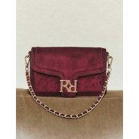 River Island Faux Suede Flap Front Shoulder Bag Burgundy