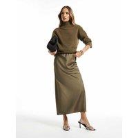 River Island Maxi Slip Skirt Khaki
