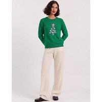 Chinti & Parker Wool Cashmere Intarsia Crew Neck Jumper Green