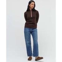 Chinti & Parker Wool Cashmere Roll Neck Zip Jumper Dark Brown