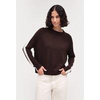 Chinti & Parker Wool Rich Jacquard Crew Neck Jumper with Cashmere Dark Brown