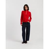 Chinti & Parker Wool Cashmere Roll Neck Zip Jumper Red