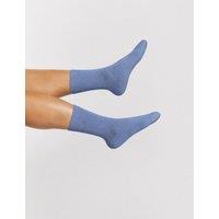 Chinti & Parker Knitted Plain Ankle Socks with Wool Blue