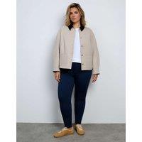 Live Unlimited London Cotton Rich Cord Collar Utility Jacket Oatmeal