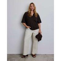 Live Unlimited London Cotton Rich Knitted Polo Shirt with Wool Brown