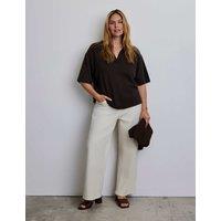 Live Unlimited London Cotton Rich Knitted Polo Shirt with Wool Brown