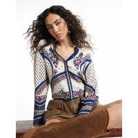 River Island Paisley Collared Shirt Cream Mix