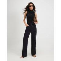 River Island High Waisted Straight Leg Jeans Black