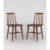 Swoon Set of 2 Ollie Acacia Wood Dining Chairs Dark Brown