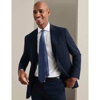 Charles Tyrwhitt Slim Fit Super 120s Wool Sharkskin Suit Jacket Dark Navy