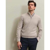 Charles Tyrwhitt Pure Merino Wool Half Zip Jumper Stone