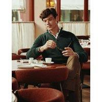 Charles Tyrwhitt Pure Merino Wool Half-Zip Jumper Dark Green