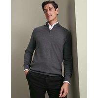 Charles Tyrwhitt Pure Merino Wool Half-Zip Jumper Grey