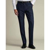 Charles Tyrwhitt Slim Fit Super 120s Wool Checked Suit Trousers Blue Mix