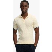 Superdry & Co Pure Cotton Cable Knit Polo Shirt Cream