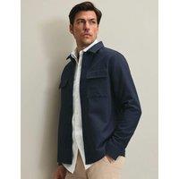 Charles Tyrwhitt Cotton Linen Blend Herringbone Overshirt Navy