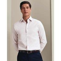 Charles Tyrwhitt Slim Fit Non Iron Pure Cotton Striped Shirt Burgundy Mix