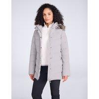 Mountain Warehouse Isla II Down Faux Fur Trim Longline Jacket Light Cream
